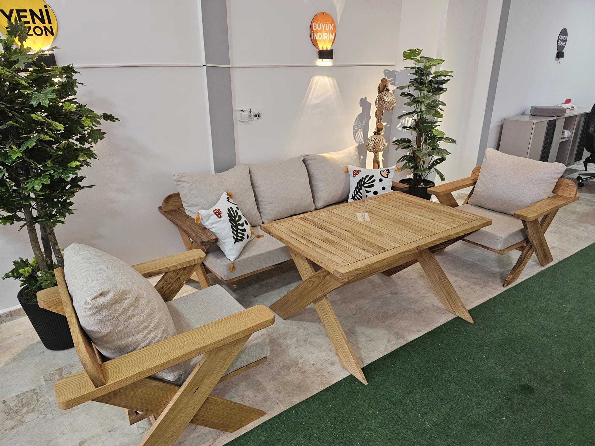 X Masif Ahşap Bahçe Balkon Takımı 2