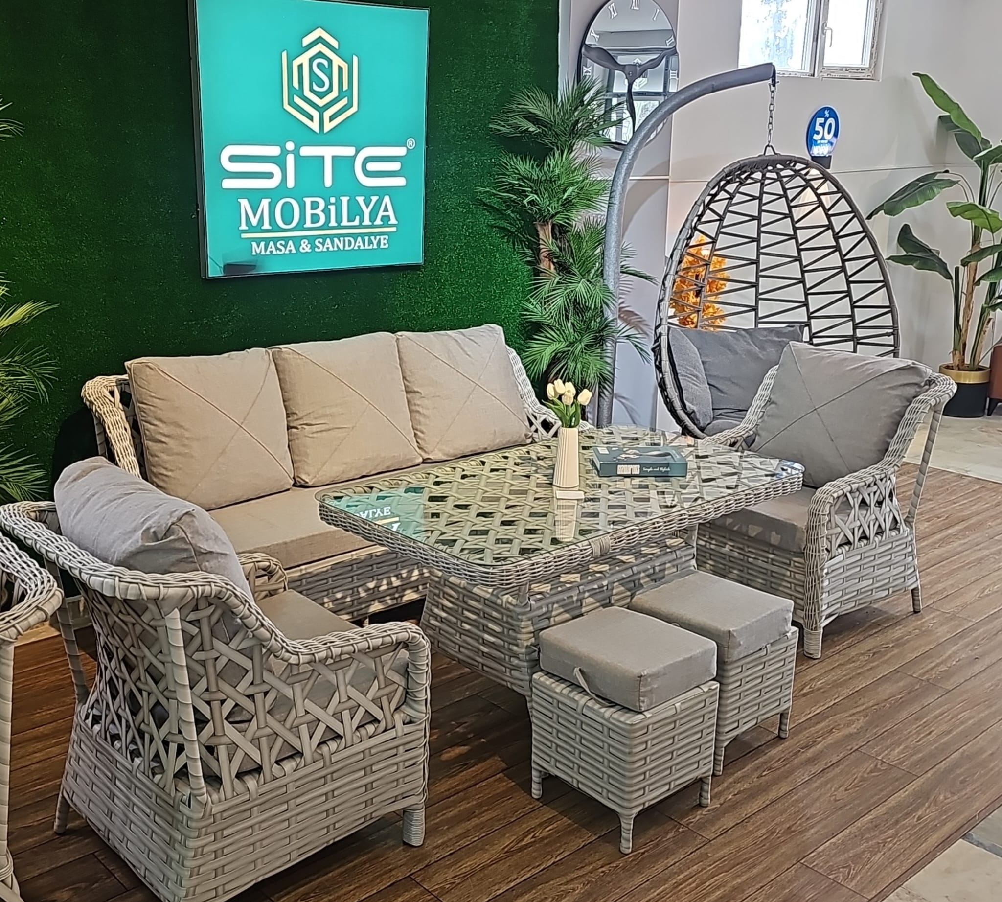 Rattan BambuQ Bahçe Balkon Mobilyası 5