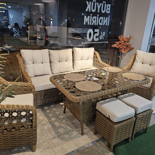 Rattan BambuQ Bahçe Balkon Mobilyası - Alüminyum + Rattan